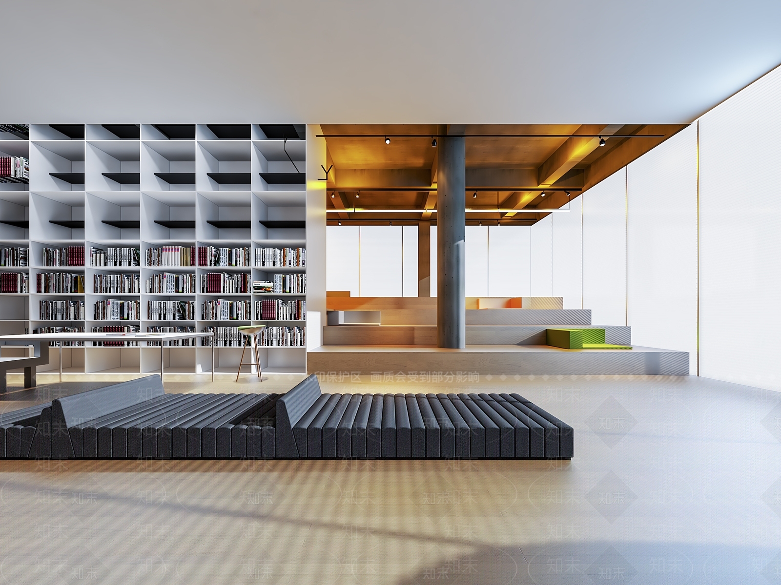 现代图书馆3D模型下载【ID:889419293】