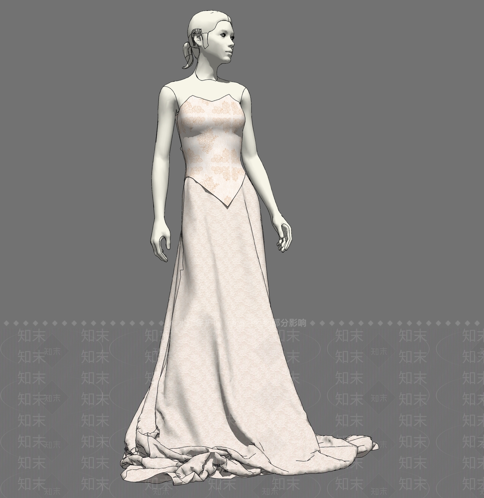 现代结婚礼服SU模型下载【ID:989420736】