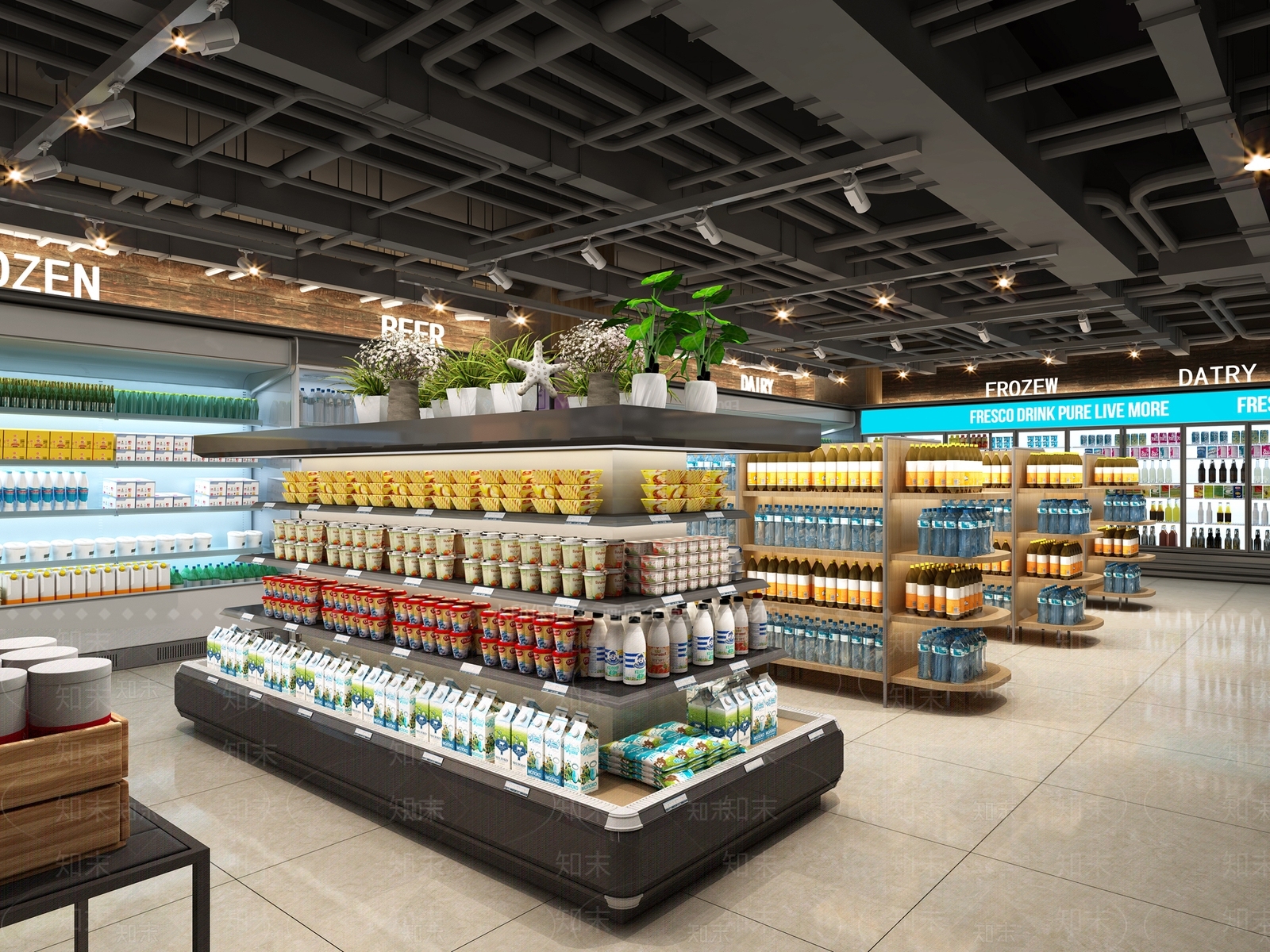 工业风超市3D模型下载【ID:589430328】
