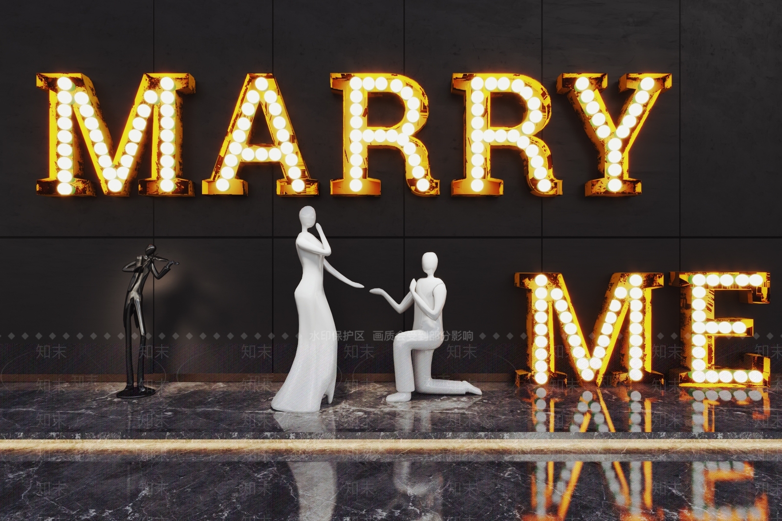 现代婚庆布置3D模型下载【ID:389430158】