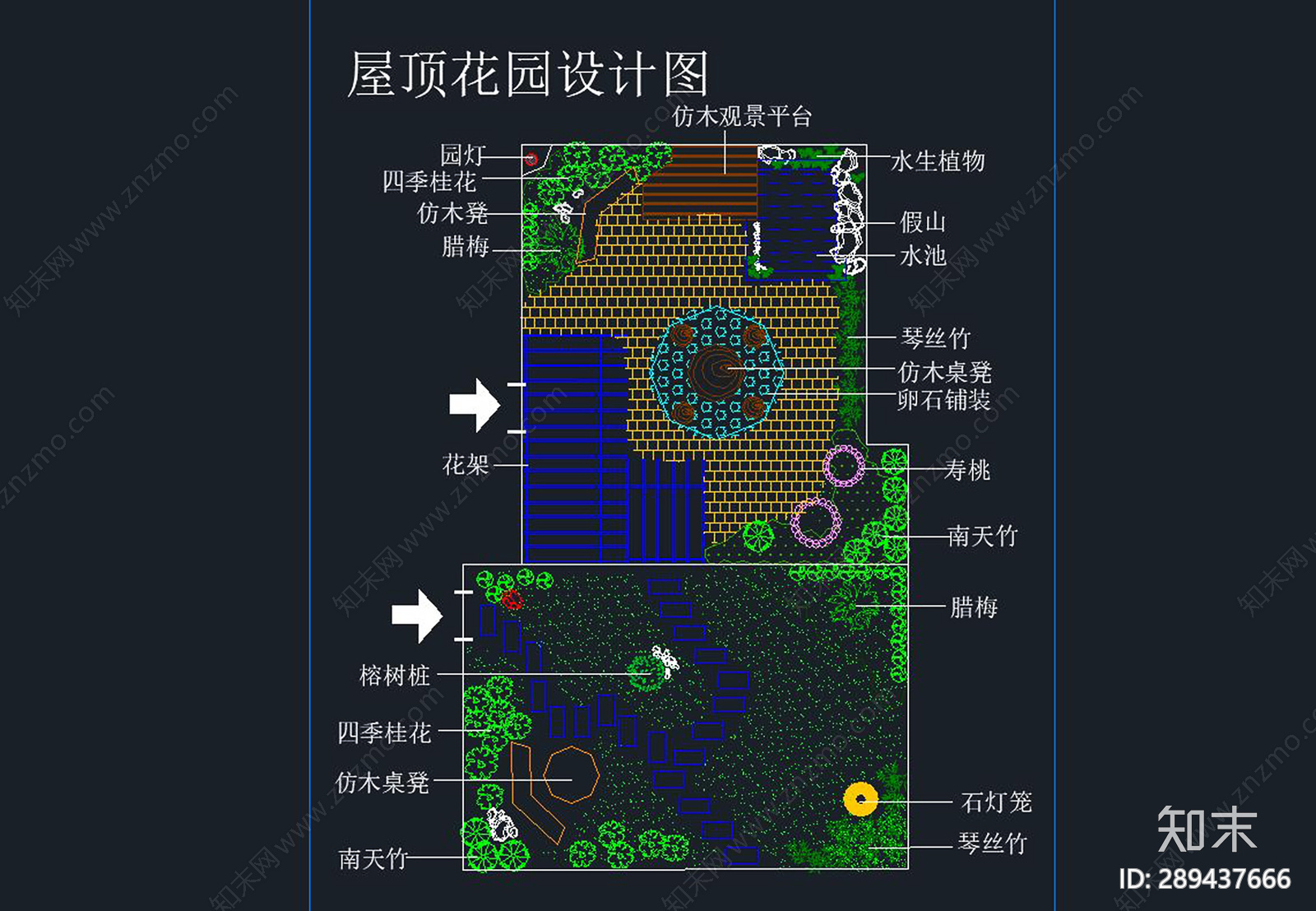 屋顶花园cad施工图下载【ID:289437666】