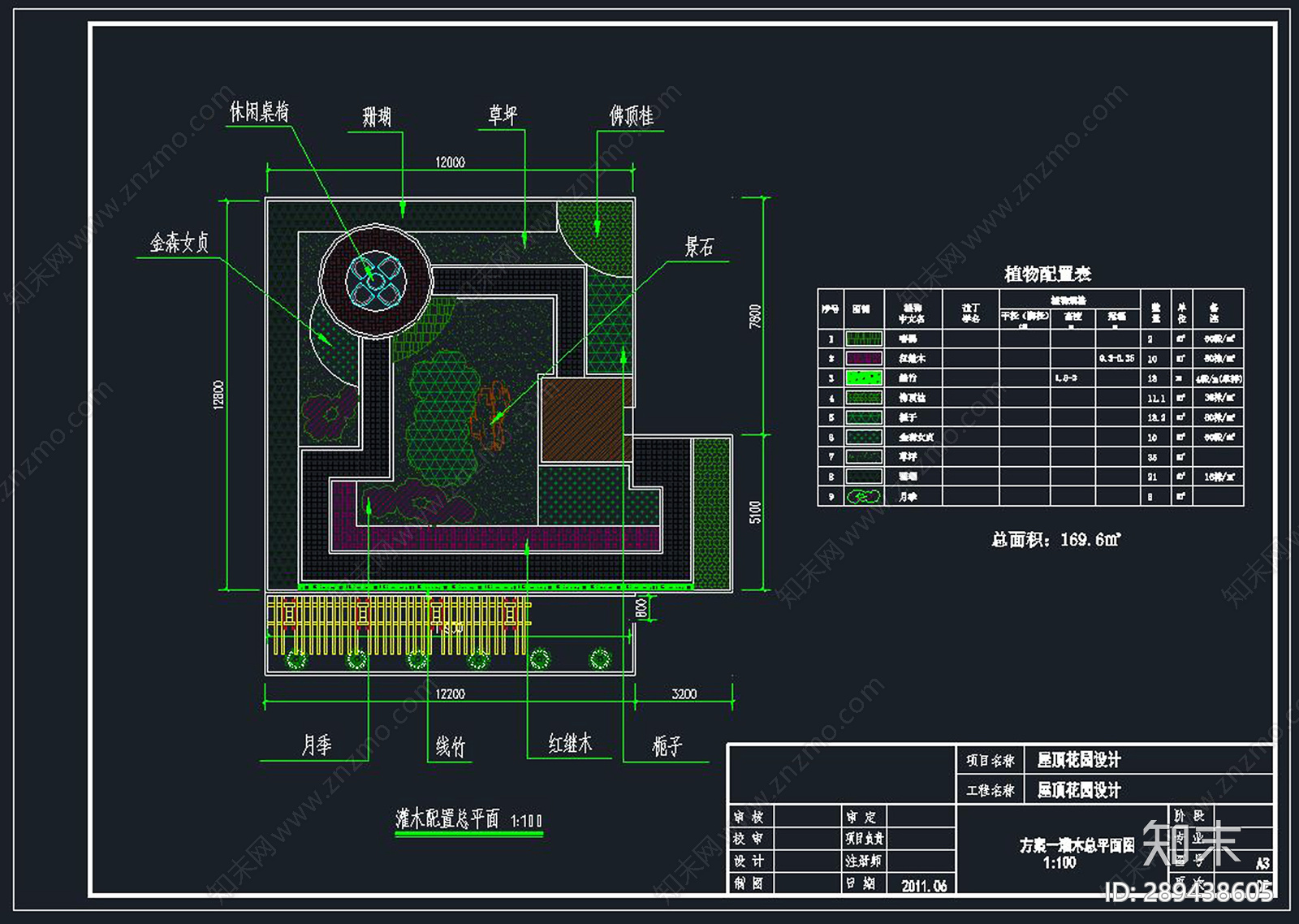 屋顶花园cad施工图下载【ID:289438605】