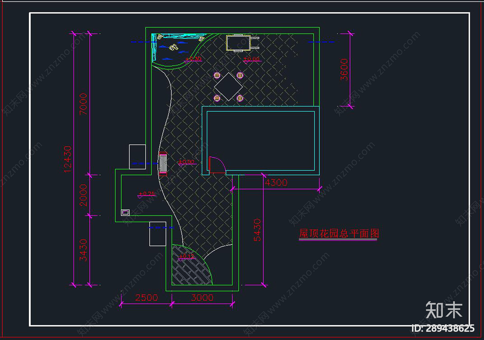 屋顶花园cad施工图下载【ID:289438625】