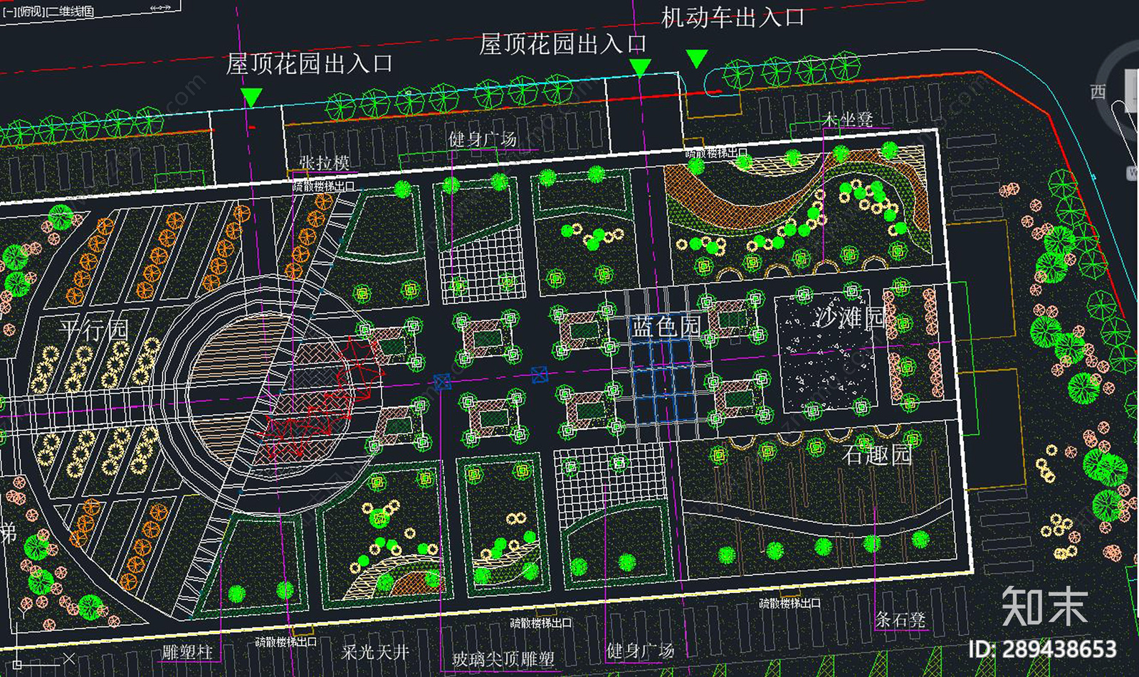 屋顶花园cad施工图下载【ID:289438653】