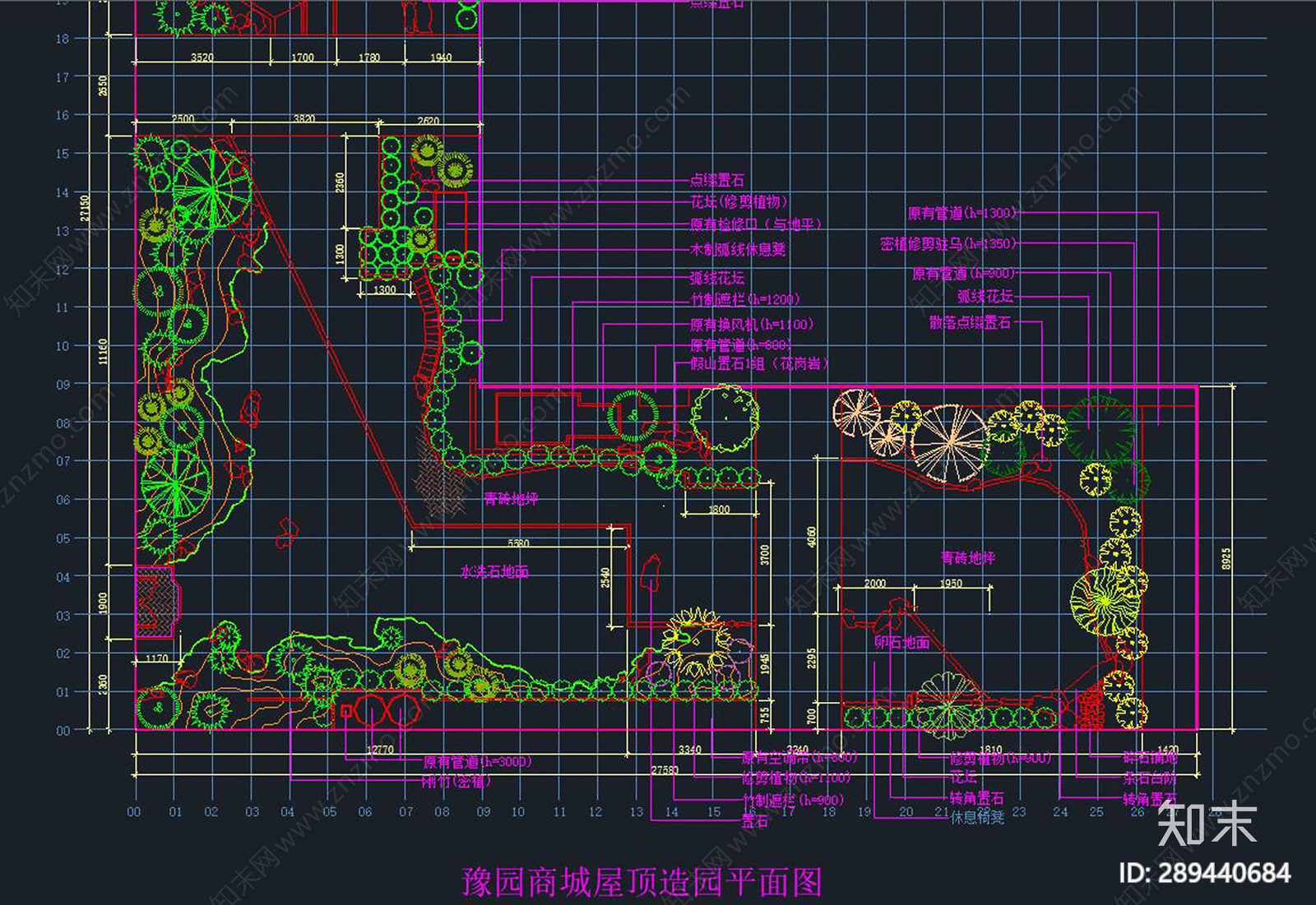 屋顶花园cad施工图下载【ID:289440684】