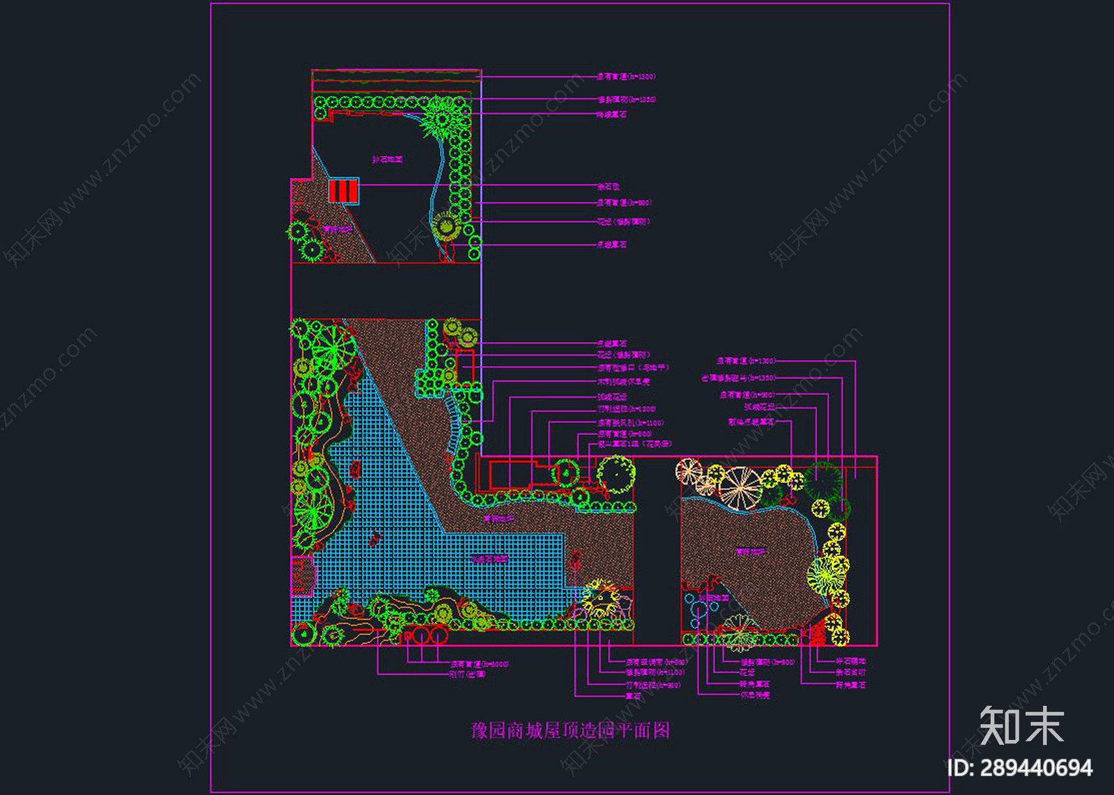 屋顶花园cad施工图下载【ID:289440694】