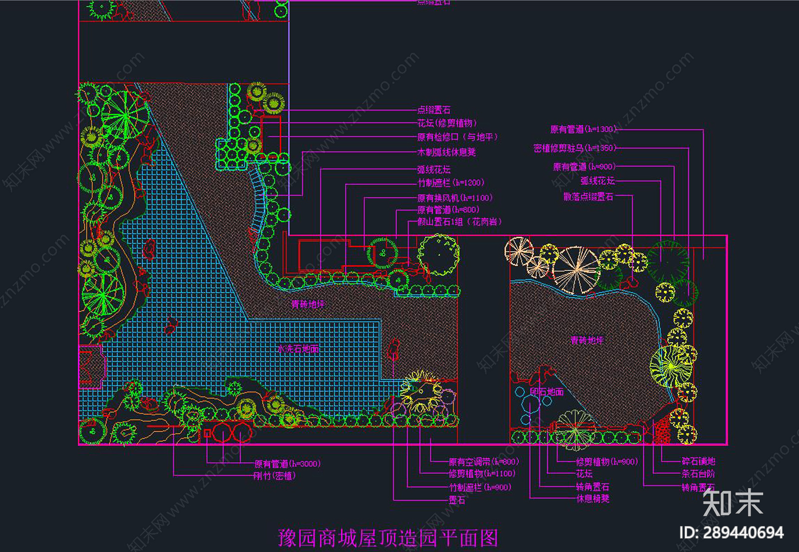 屋顶花园cad施工图下载【ID:289440694】