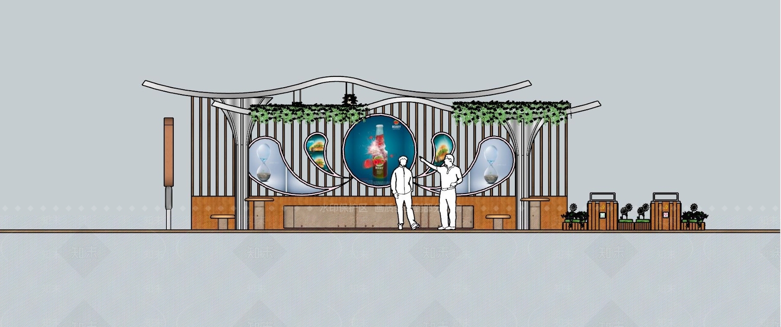 新中式公交站台SU模型下载【ID:189441929】
