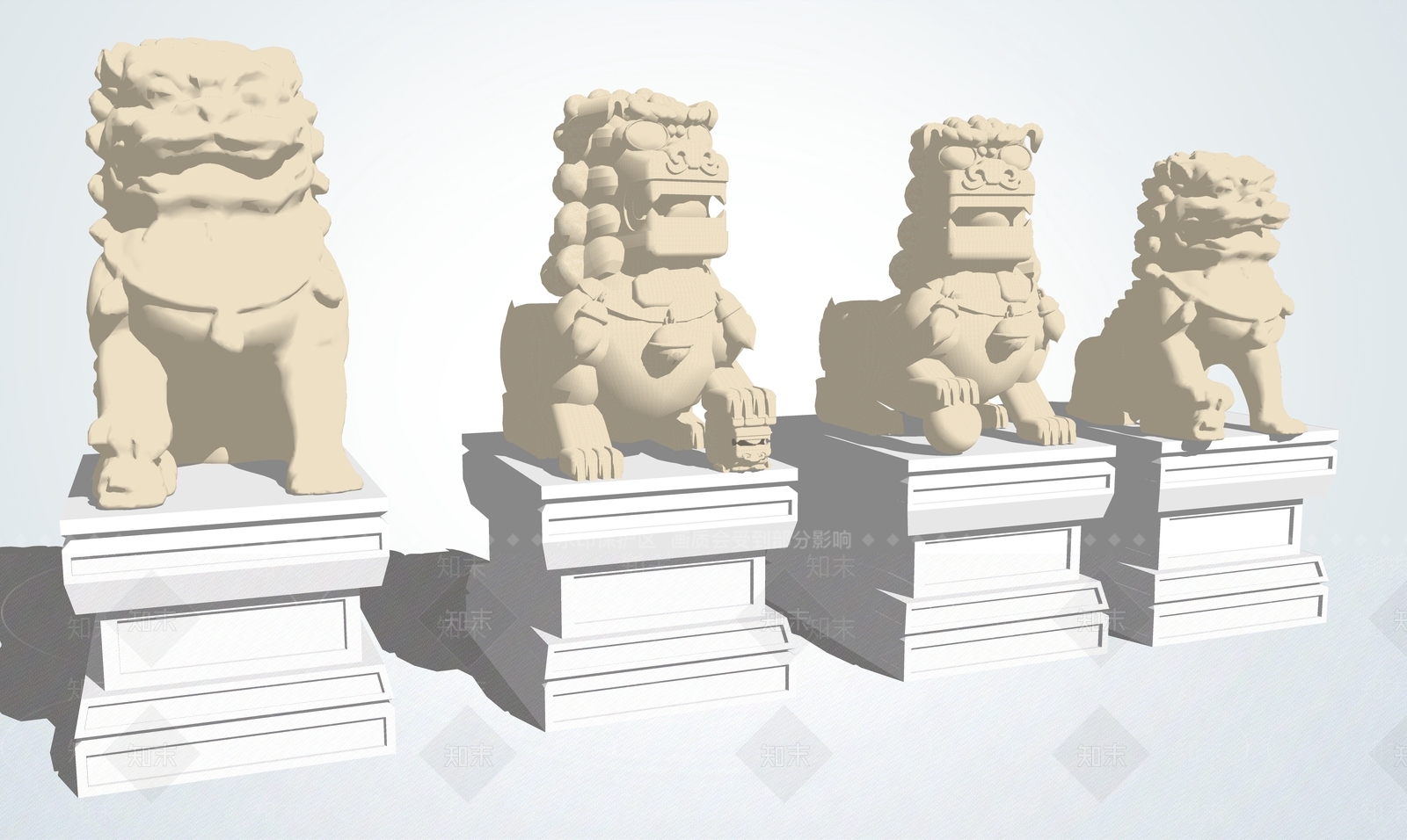 中式石狮子SU模型下载【ID:389454319】
