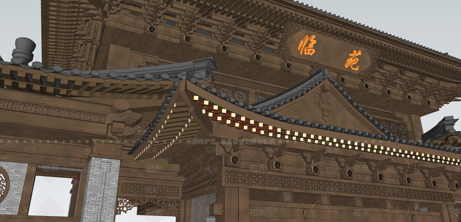 中式风格牌坊SU模型下载【ID:889461442】