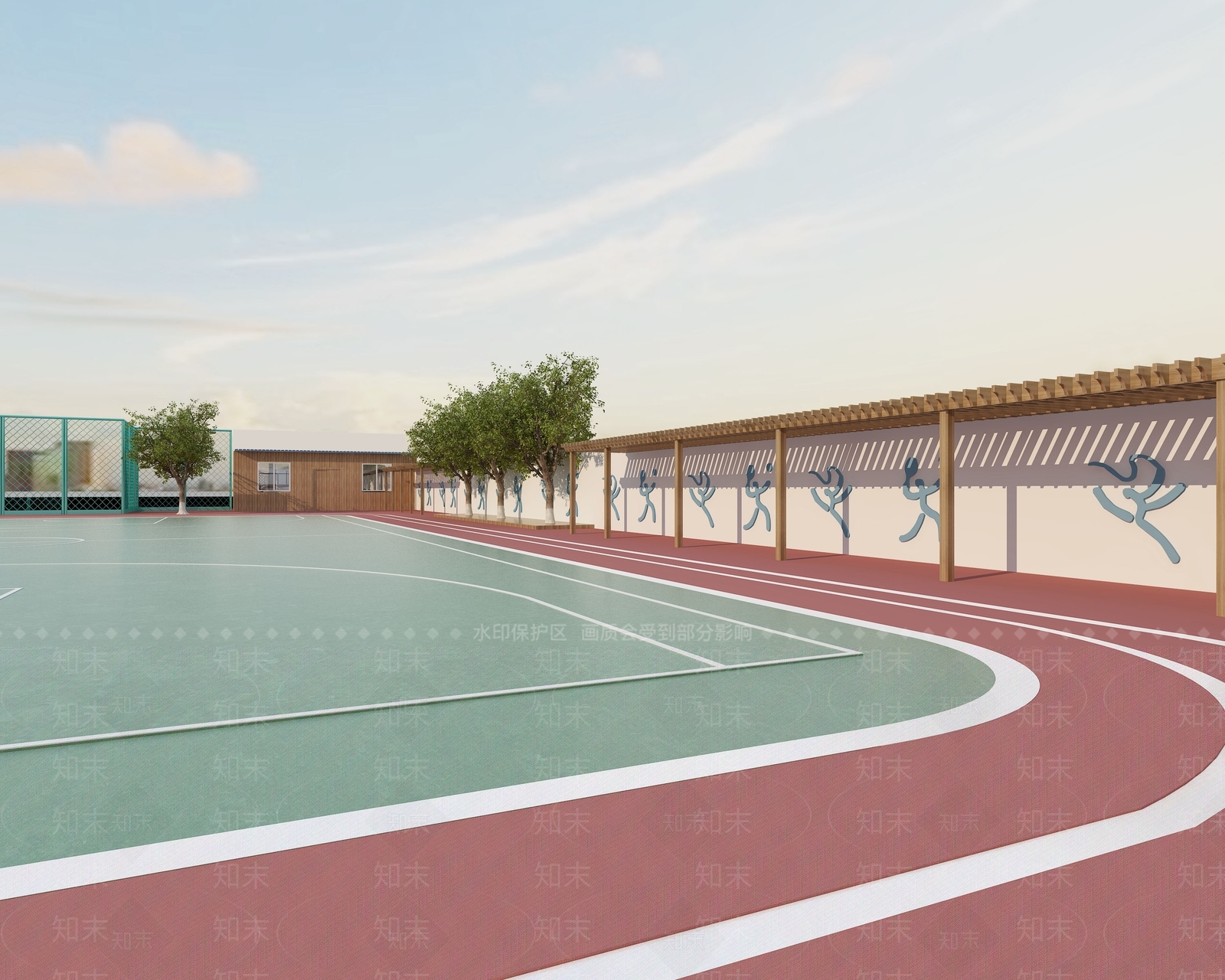 现代学校操场3D模型下载【ID:389462818】