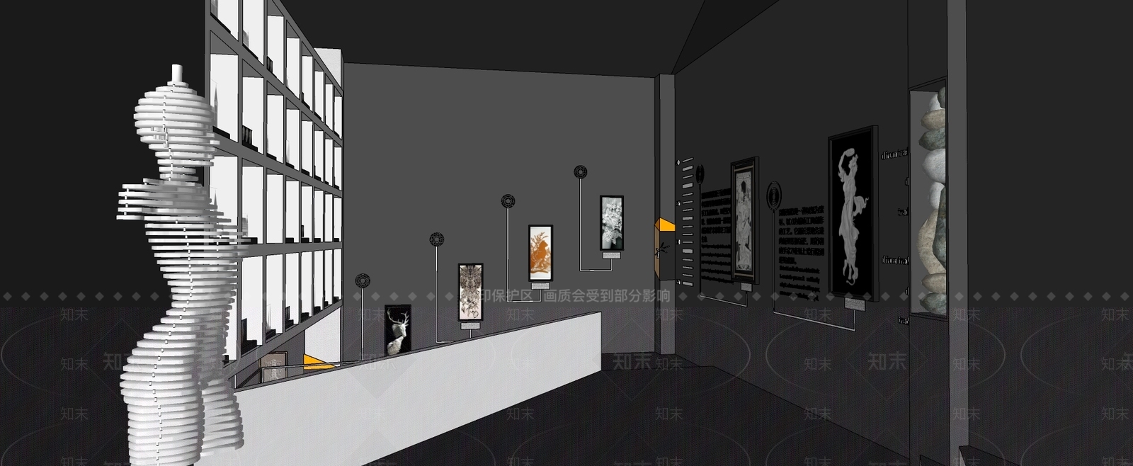 现代风格纸雕展厅SU模型下载【ID:289476927】