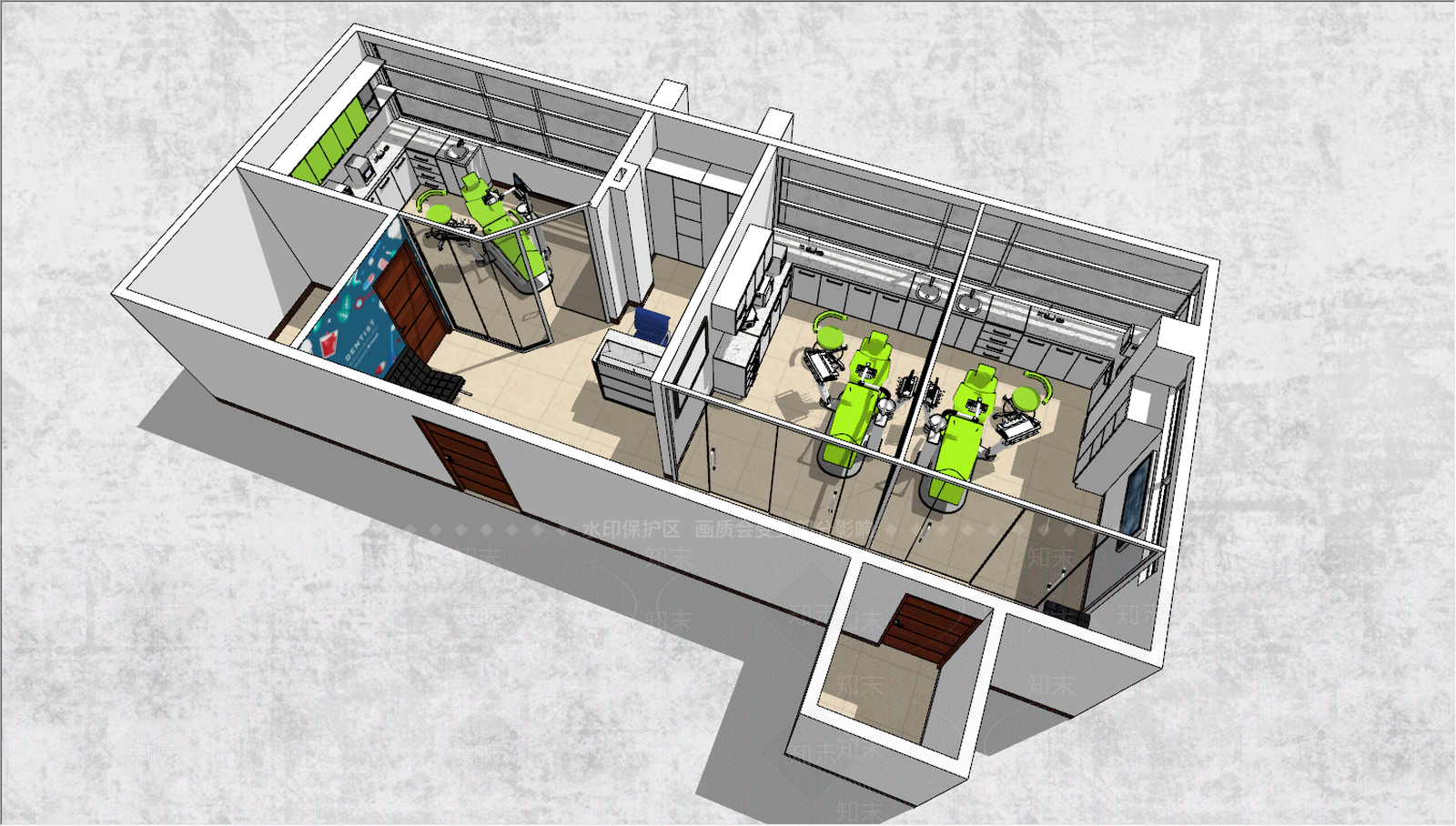 现代医院科室室内设计SU模型下载【ID:689628237】