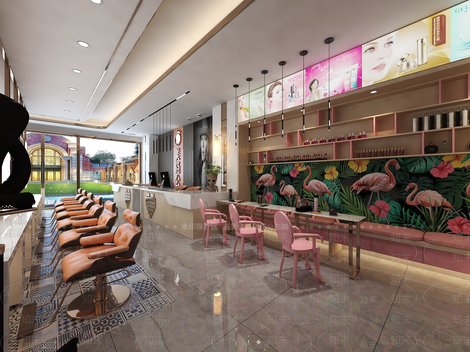 现代美发店3D模型下载【ID:389504440】