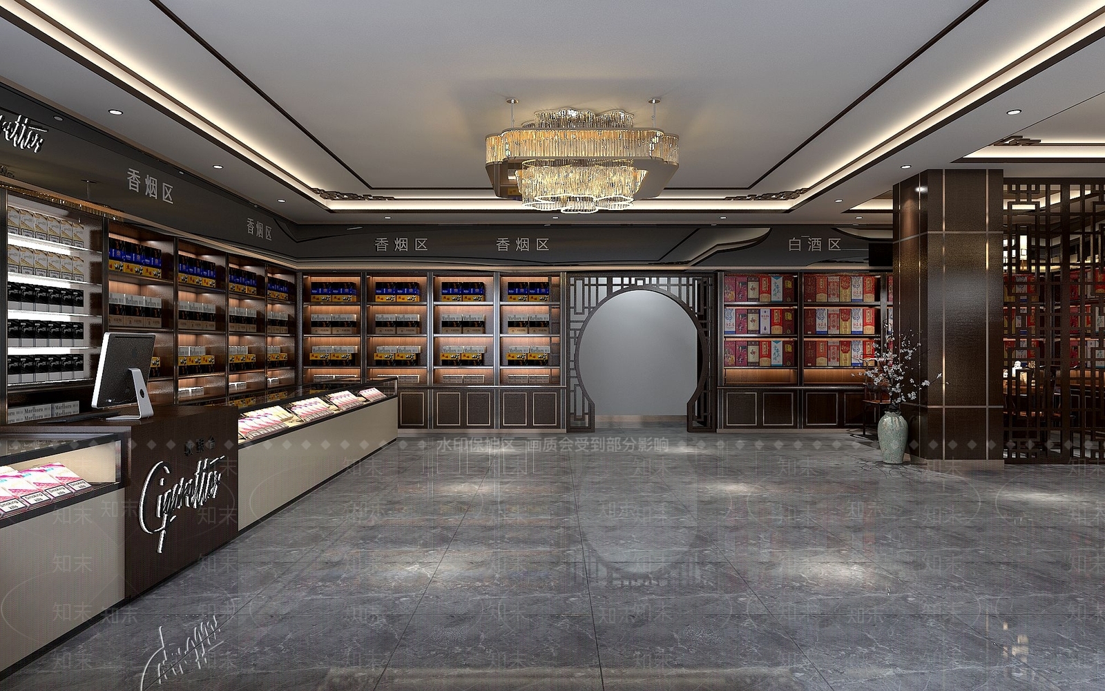新中式烟酒店3D模型下载【ID:389520408】