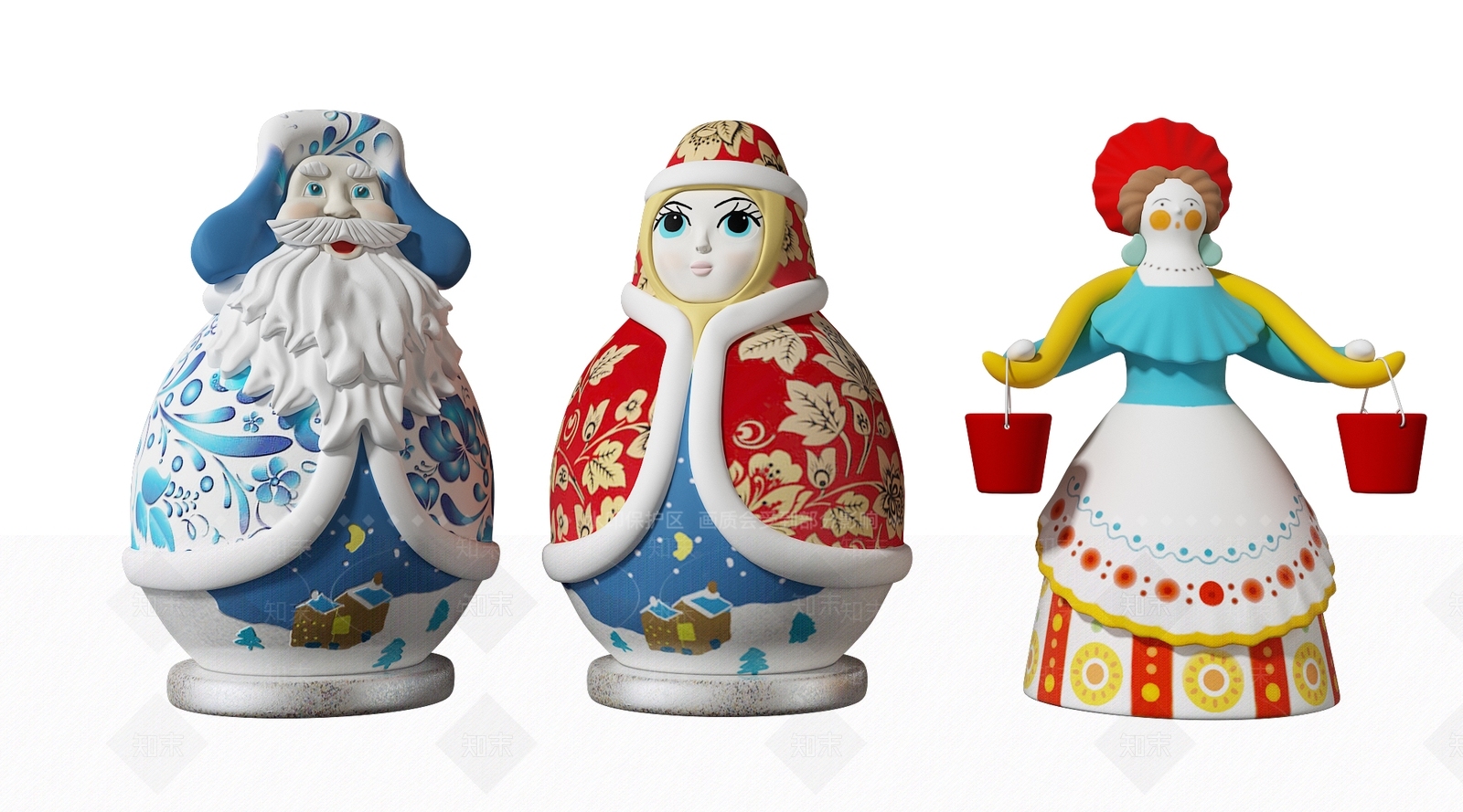 简欧卡通人物雕塑3D模型下载【ID:989520150】