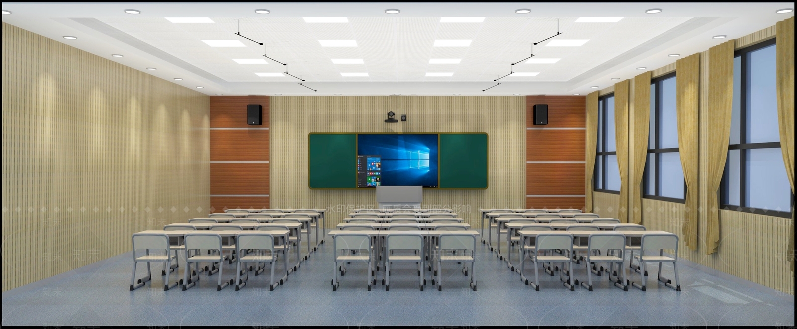 现代学校吸音录播室SU模型下载【ID:390221373】