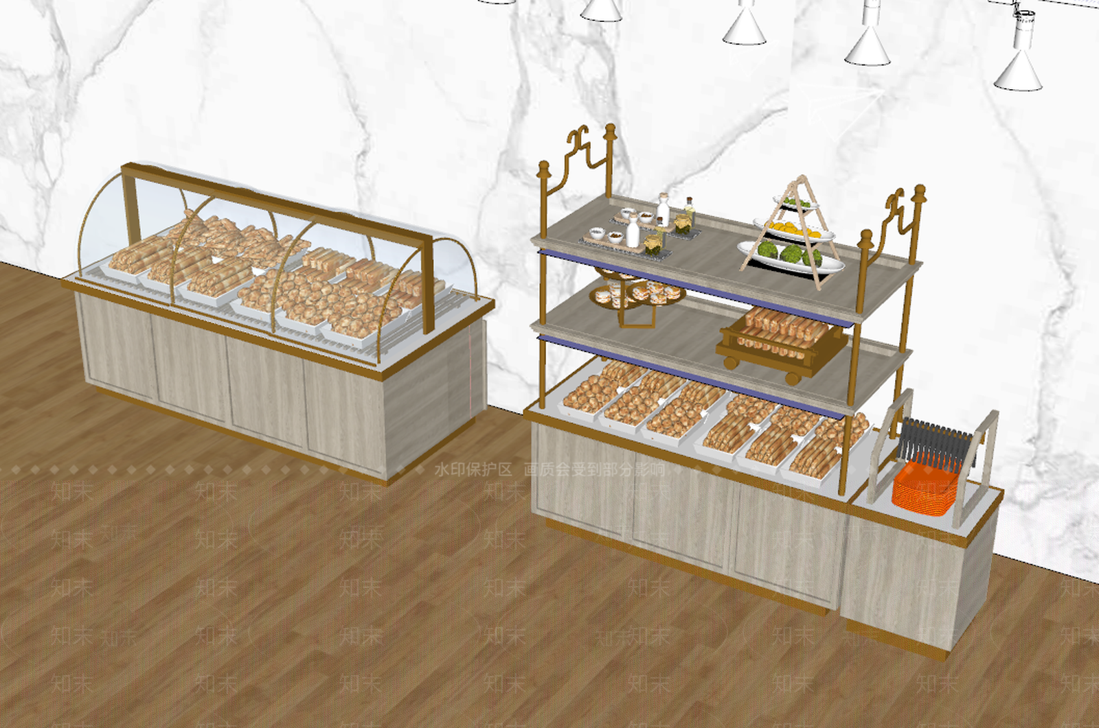 现代食品柜SU模型下载【ID:689550383】