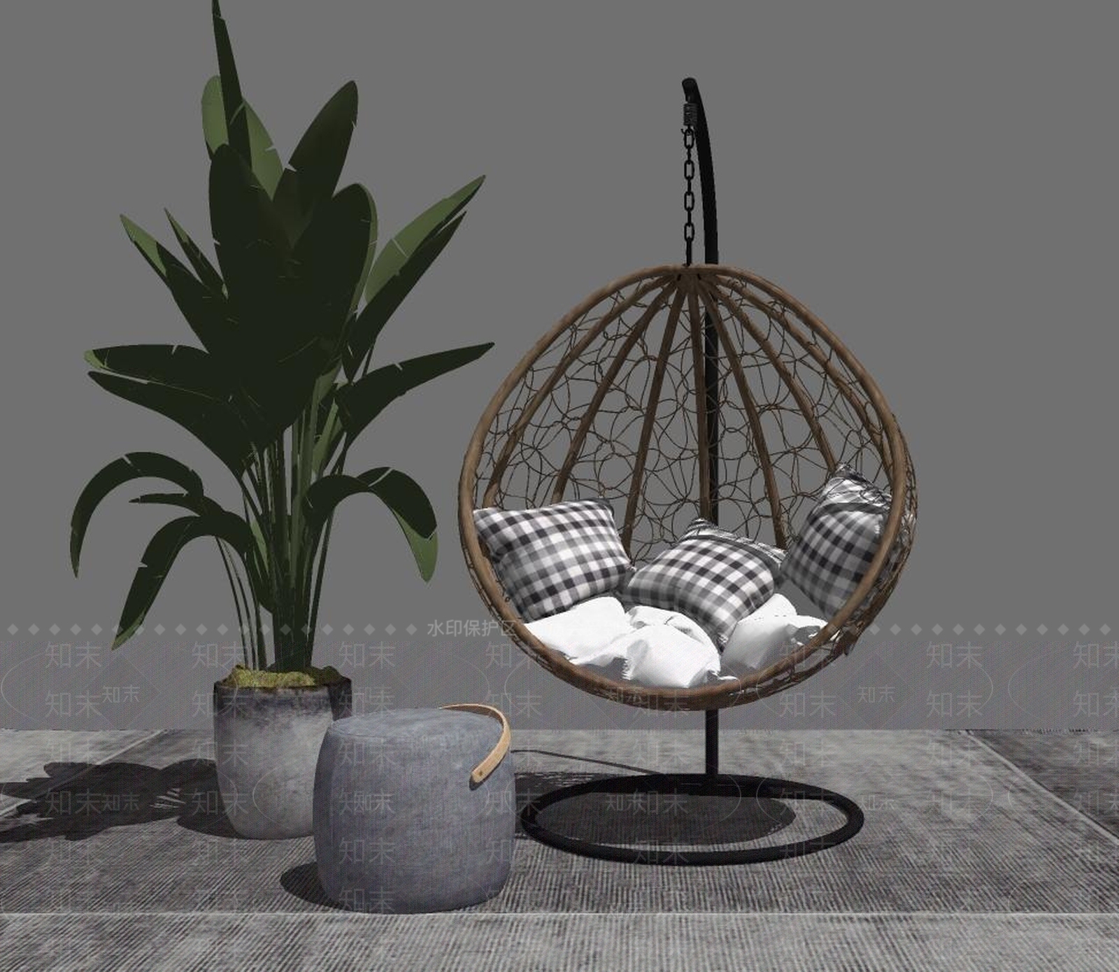 现代吊椅SU模型下载【ID:389558326】
