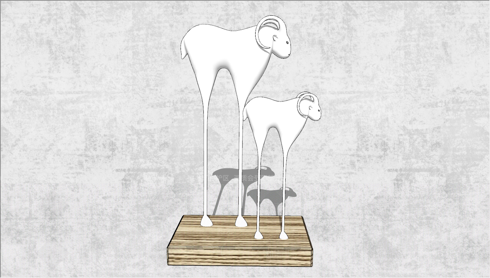 现代绵羊雕塑小品SU模型下载【ID:689607646】