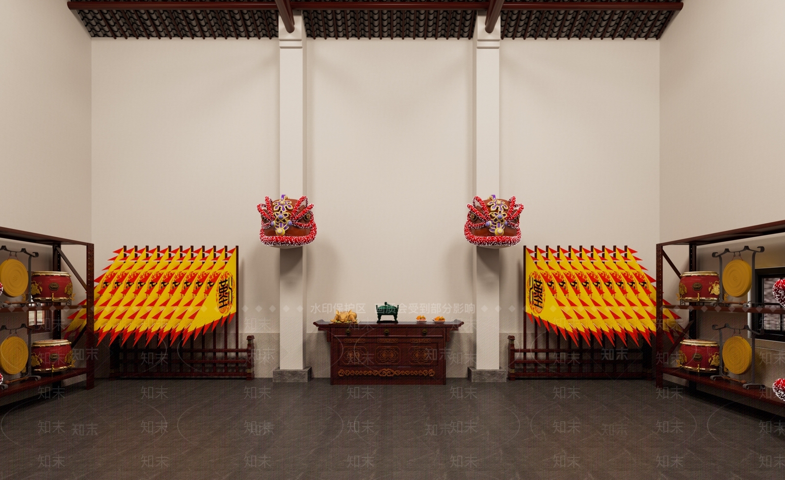 中式祠堂3D模型下载【ID:390390492】