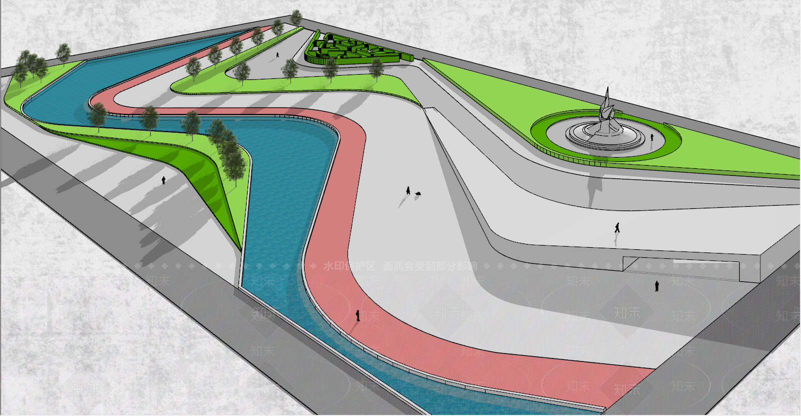 现代滨水景观设计SU模型下载【ID:689610087】