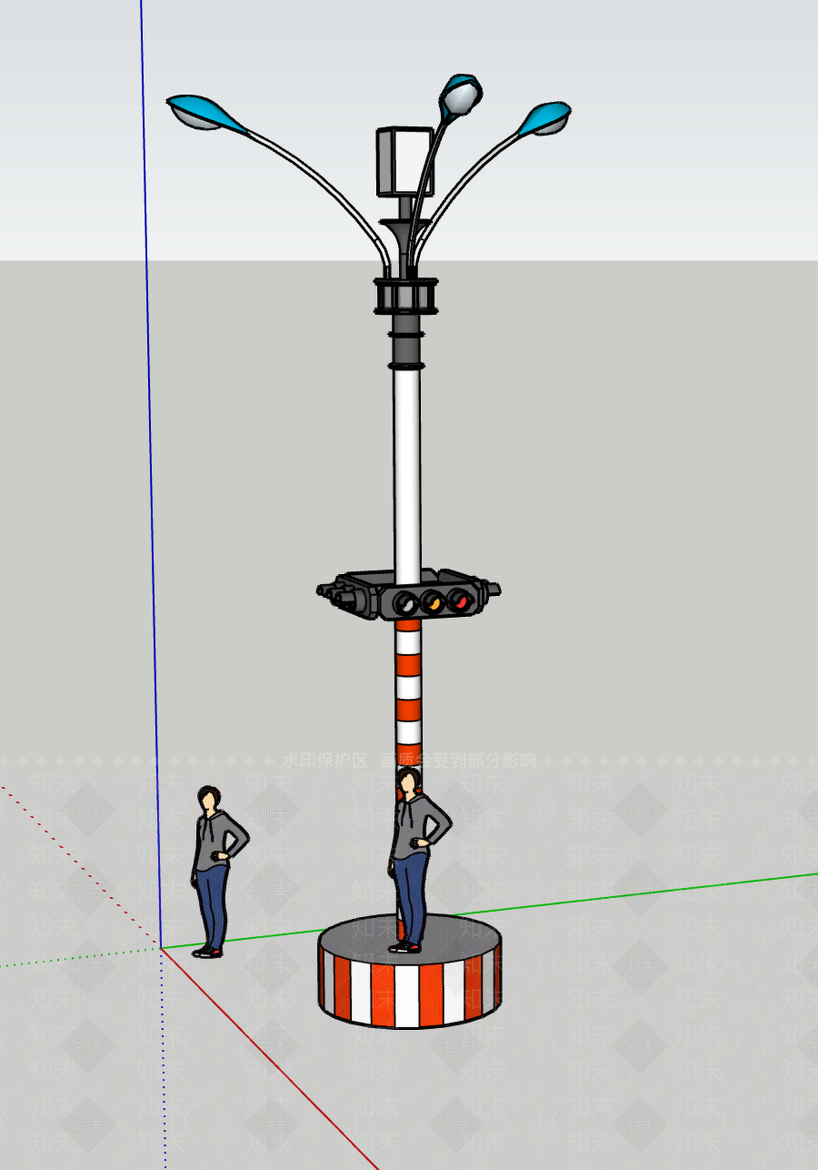 现代路灯SU模型下载【ID:389625547】