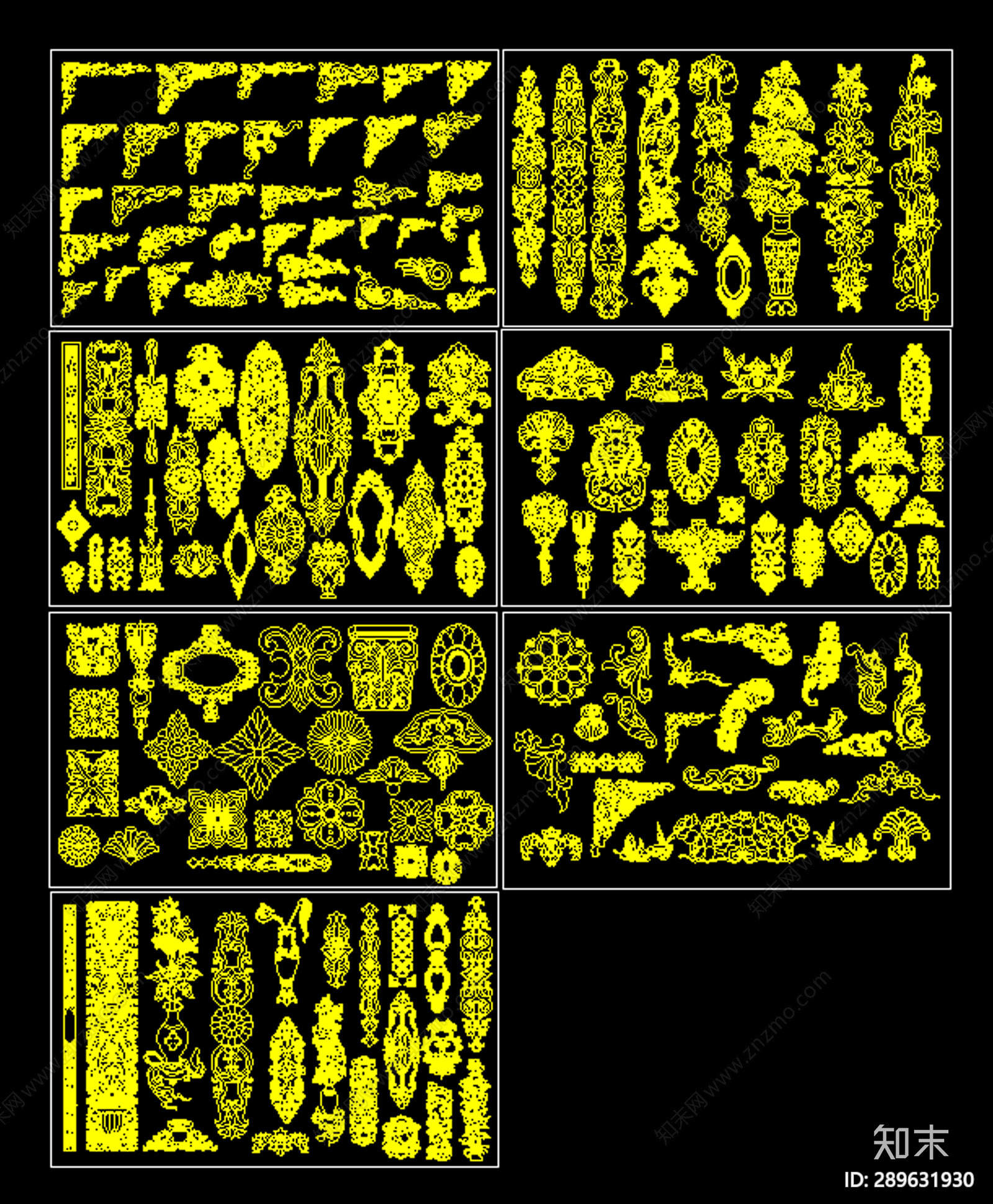 欧式花纹雕花施工图下载【ID:289631930】