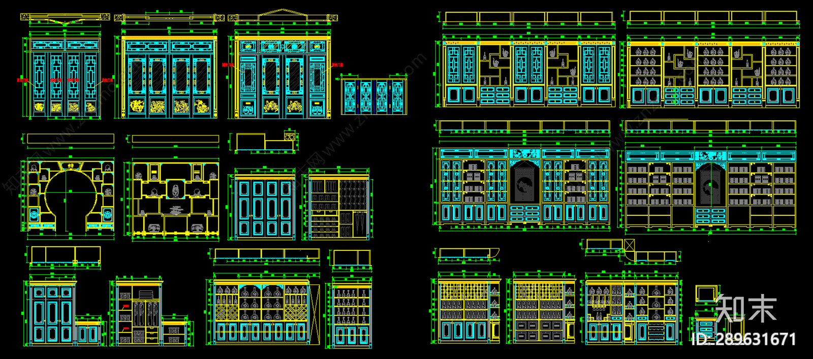 中式博古架施工图下载【ID:289631671】