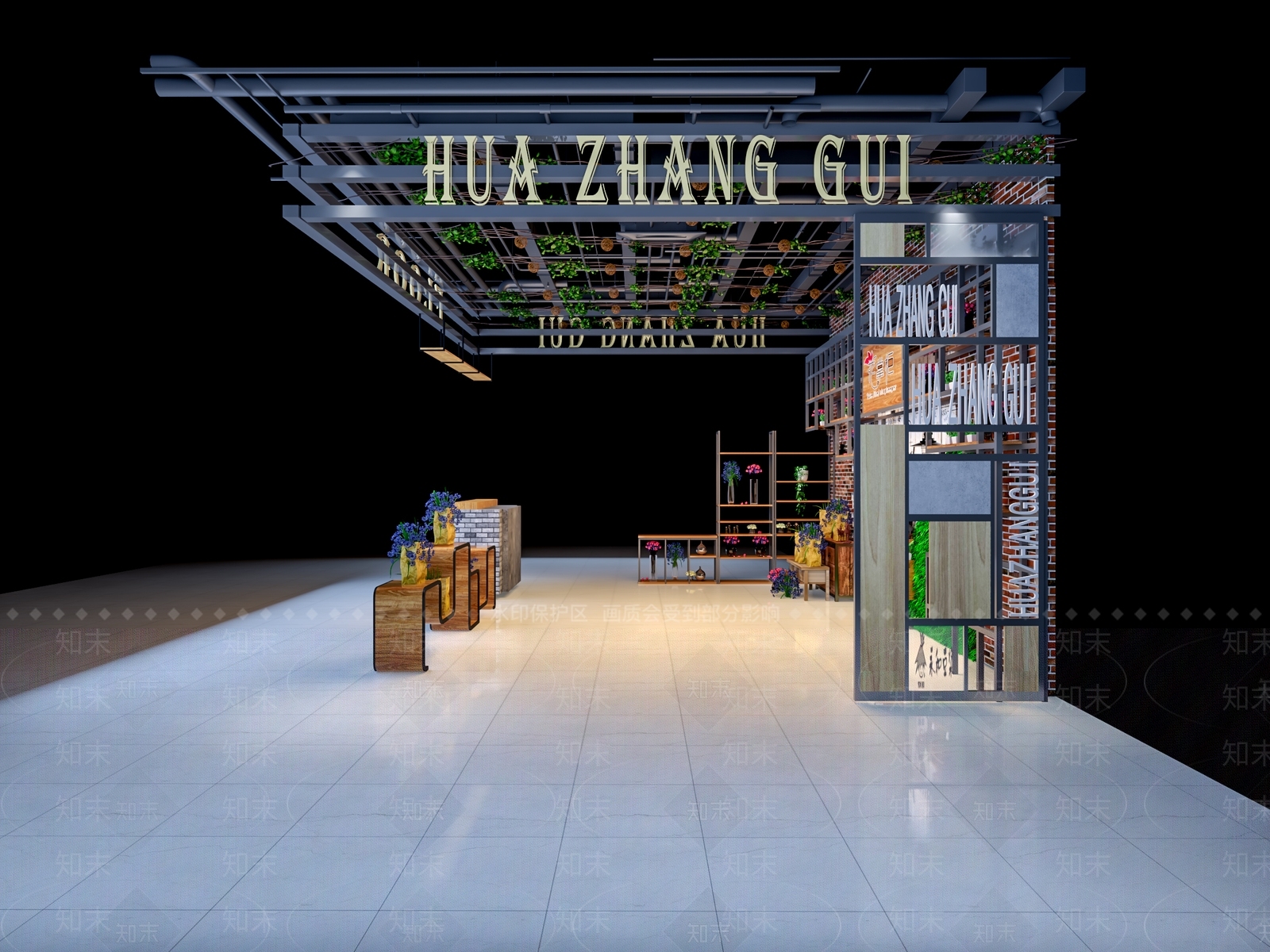 工业风花店3D模型下载【ID:189642791】