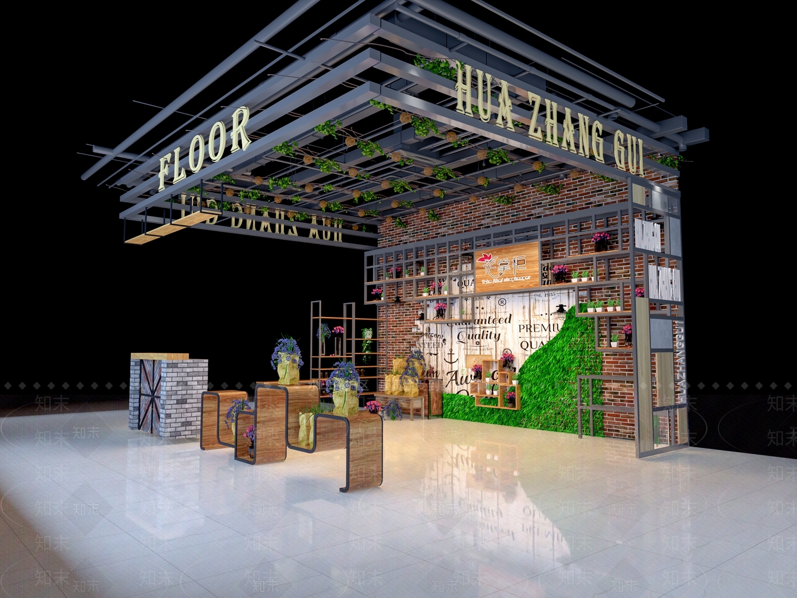 工业风花店3D模型下载【ID:189642791】