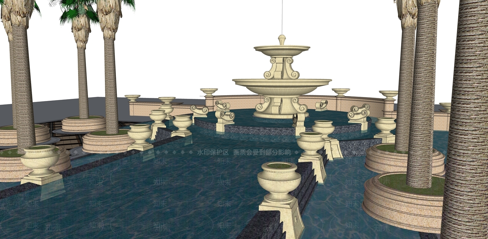 欧式喷泉SU模型下载【ID:789650503】