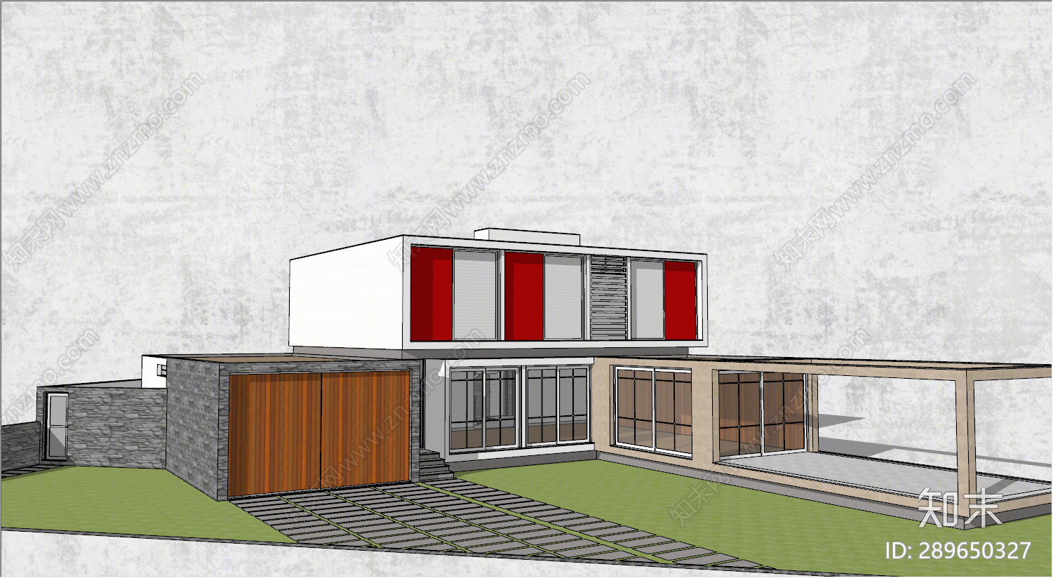 现代独栋别墅住宅设计SU模型下载【ID:289650327】