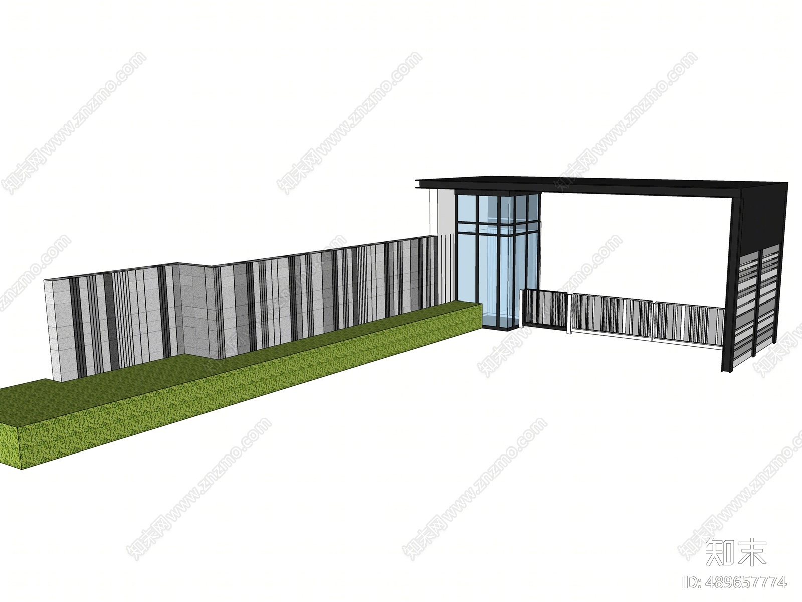 现代岗亭入口SU模型下载【ID:489657774】