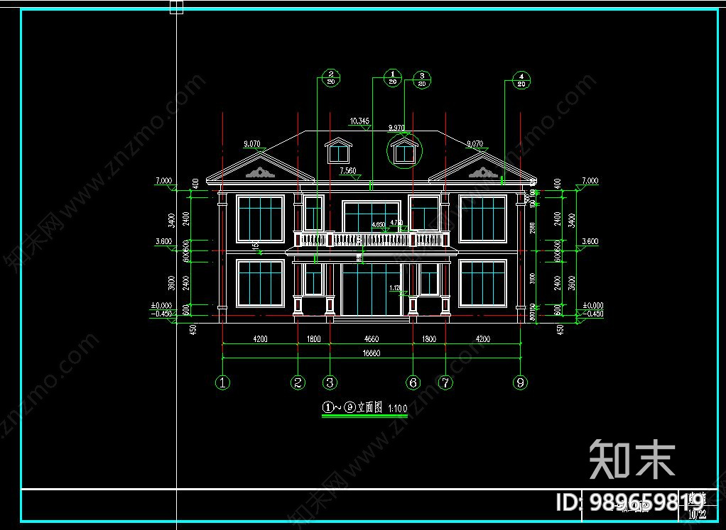 欧式简约自建房cad施工图下载【ID:989659819】