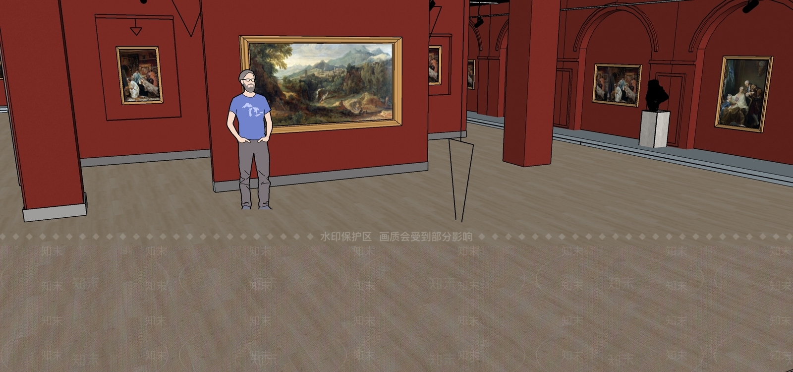 现代画展展厅SU模型下载【ID:589660199】