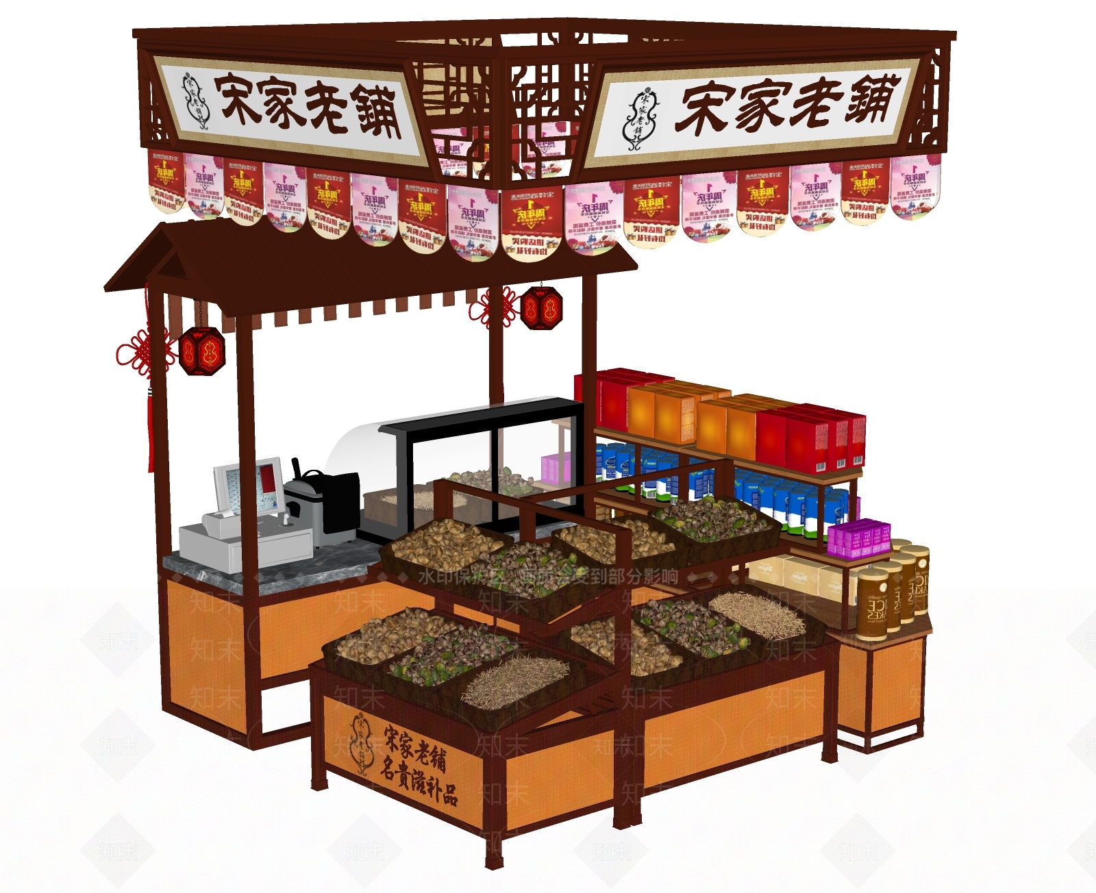 中式展架SU模型下载【ID:789668133】