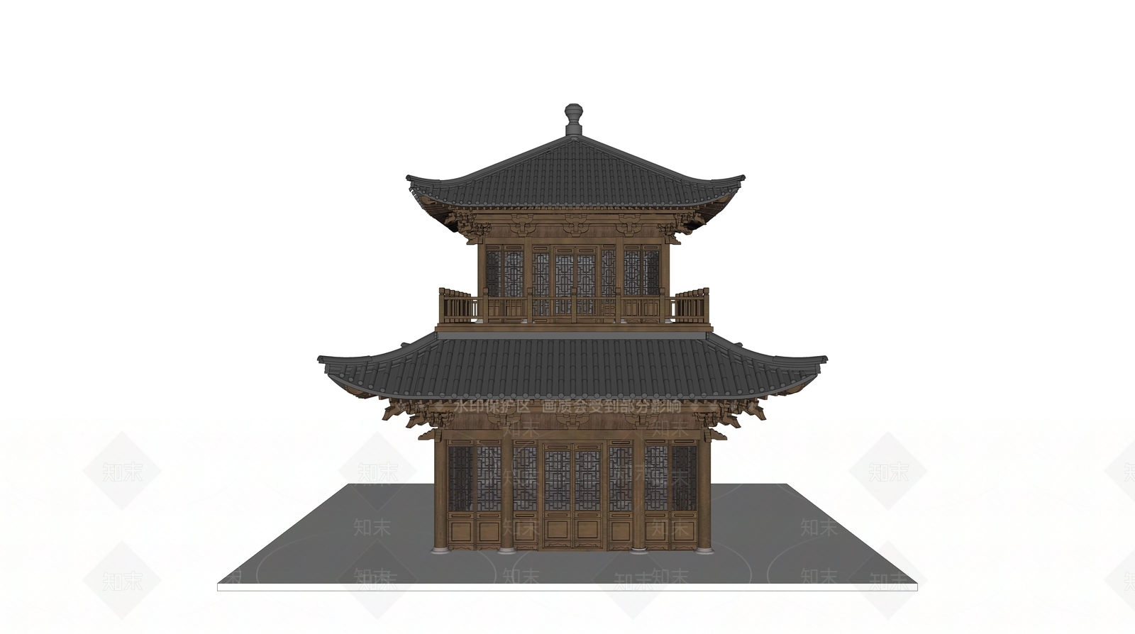 中式塔楼SU模型下载【ID:189672185】