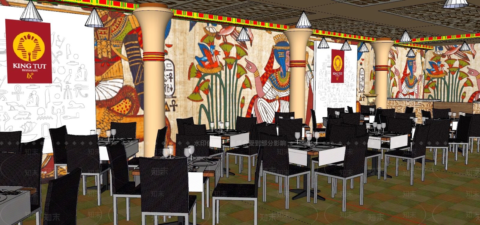 美式餐厅SU模型下载【ID:989681028】