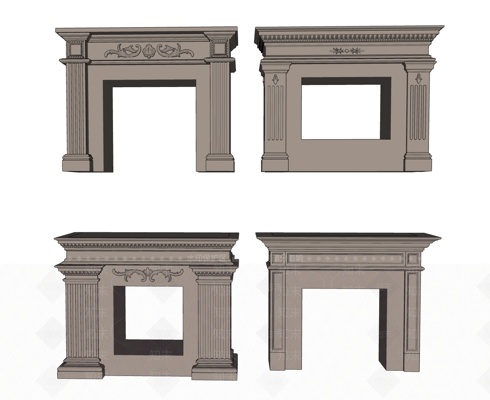 欧式构件SU模型下载【ID:489698801】