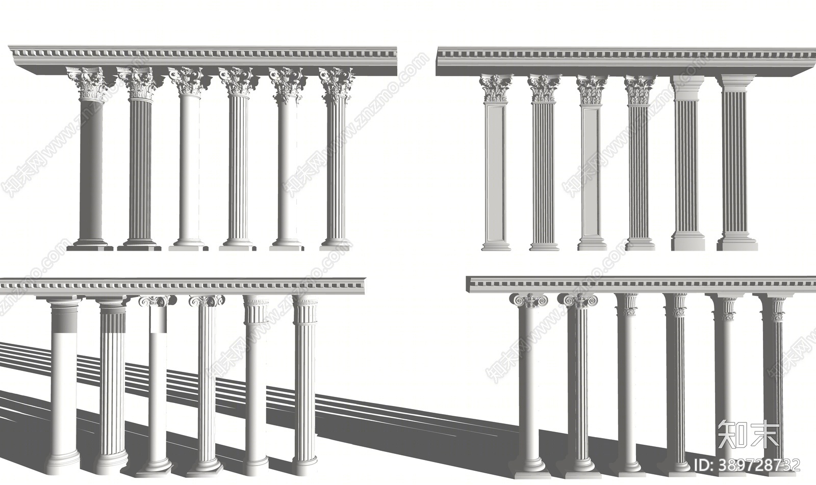 欧式罗马柱SU模型下载【ID:389728732】