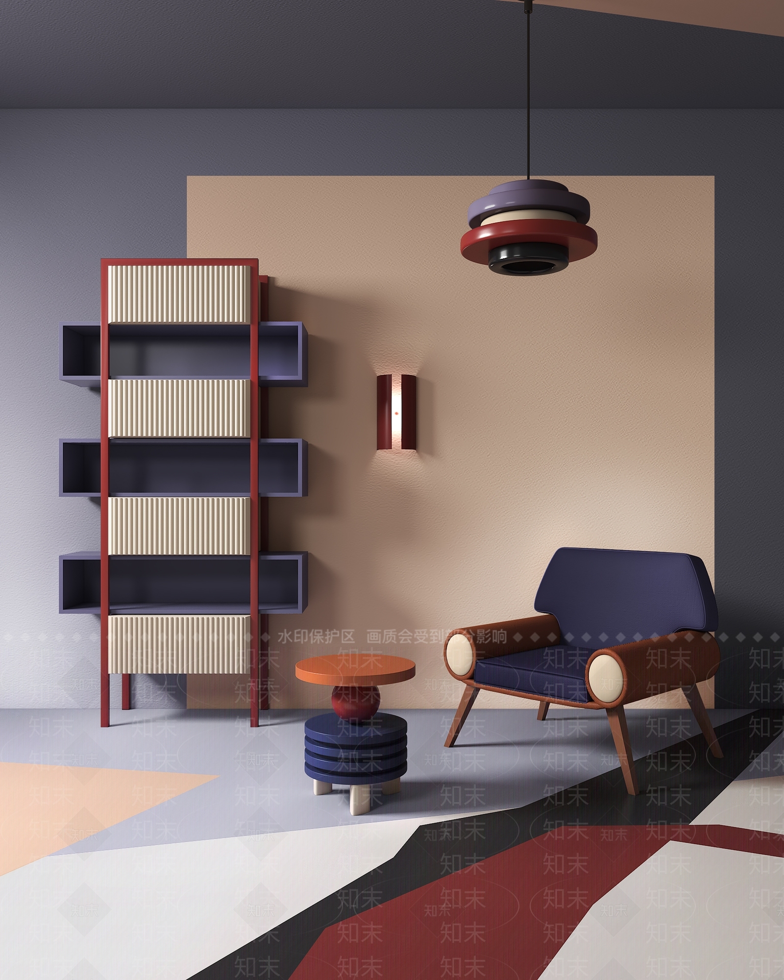 【3D悬赏模型】后现代沙发茶几组合3D模型下载【ID:389835311】