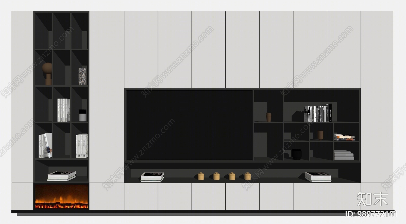 现代电视墙SU模型下载【ID:989772101】