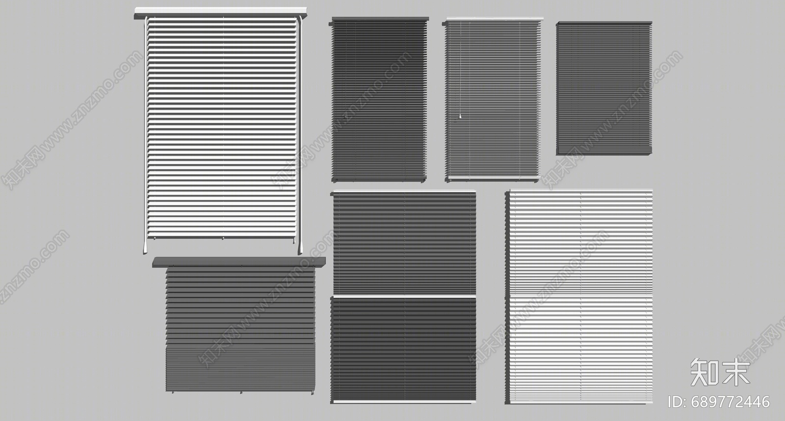 现代百叶窗帘SU模型下载【ID:689772446】
