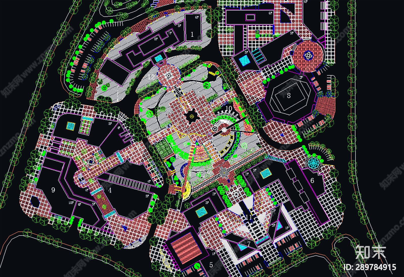 广场绿化cad施工图下载【ID:289784915】