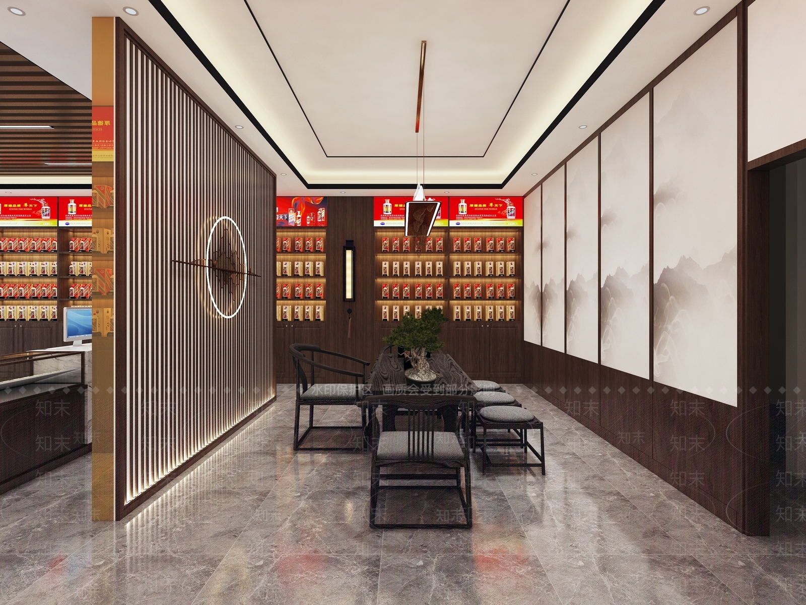 新中式烟酒店3D模型下载【ID:689794194】