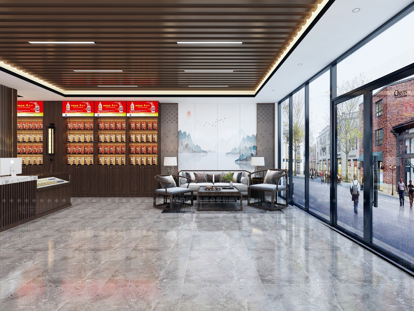 新中式烟酒店3D模型下载【ID:689794194】