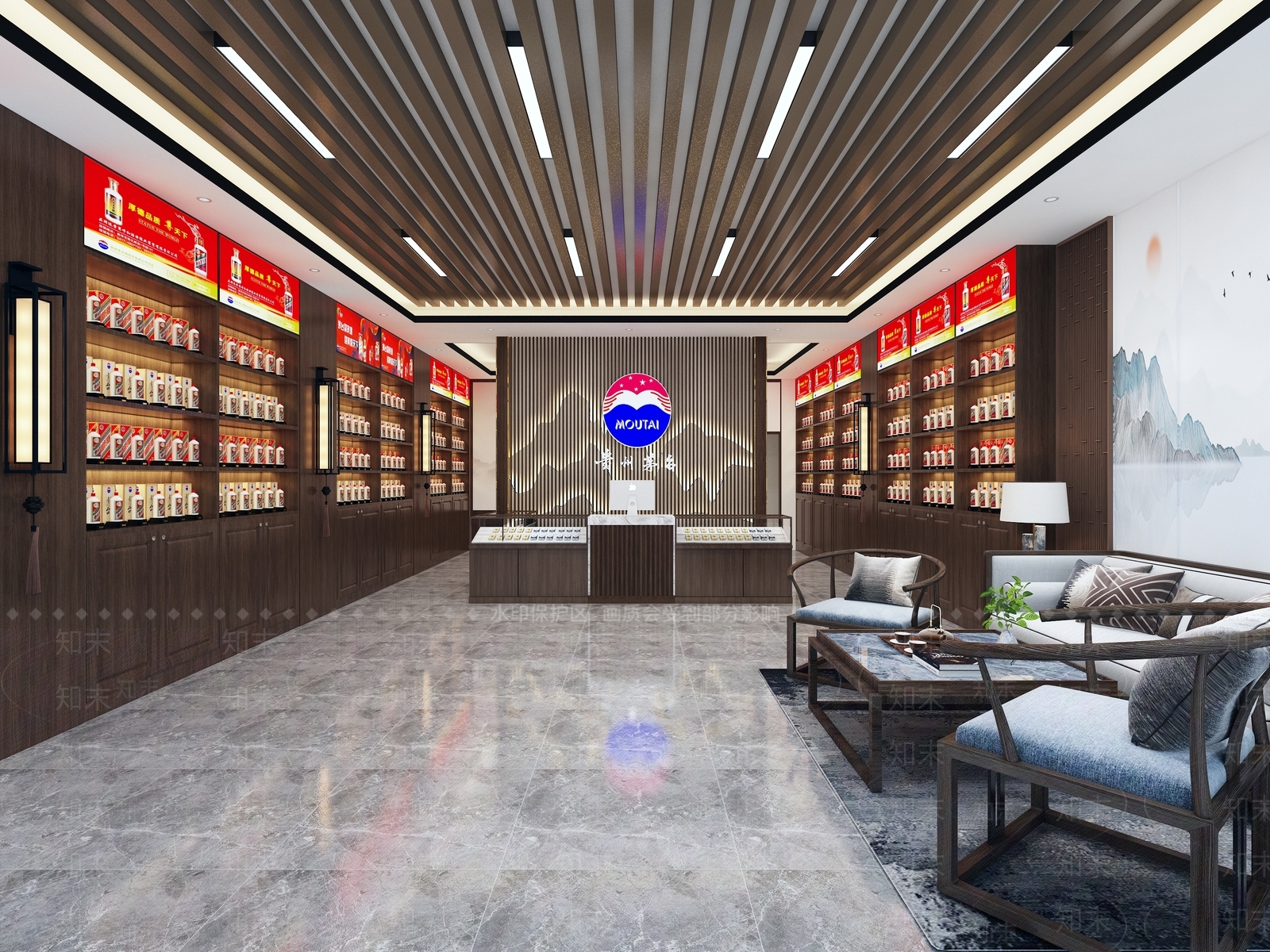 新中式烟酒店3D模型下载【ID:689794194】