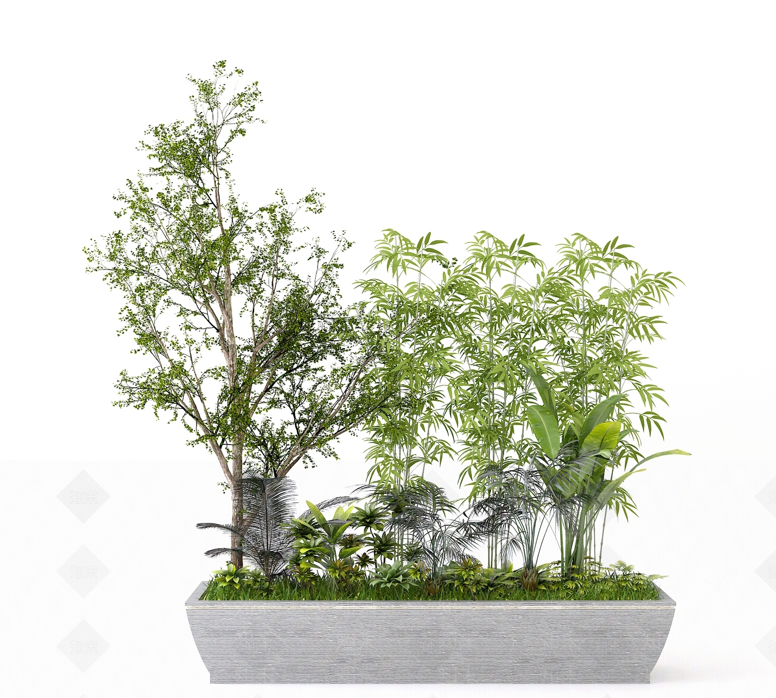 现代花坛花钵3D模型下载【ID:689796723】