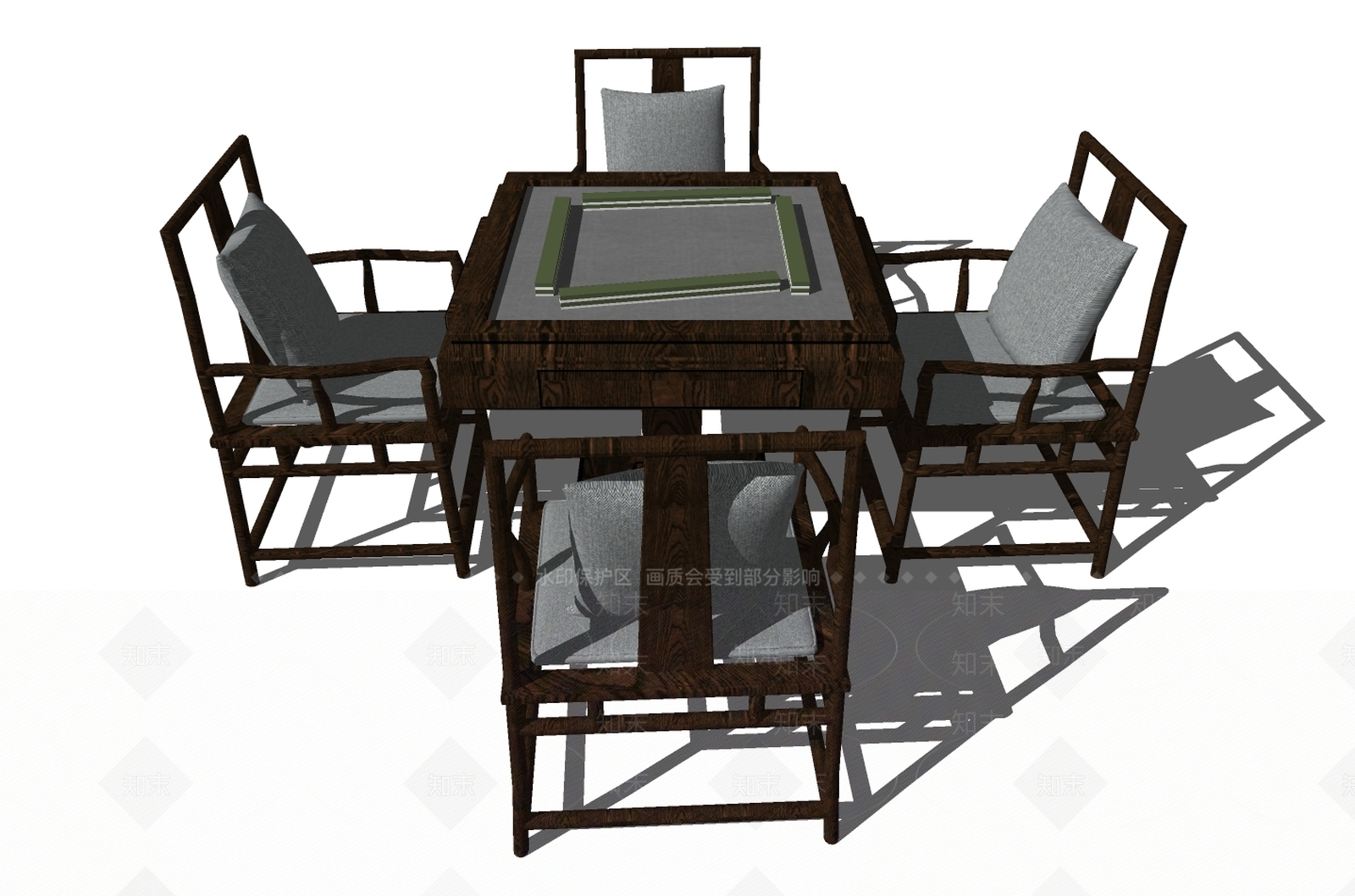 新中式棋牌桌SU模型下载【ID:289802135】
